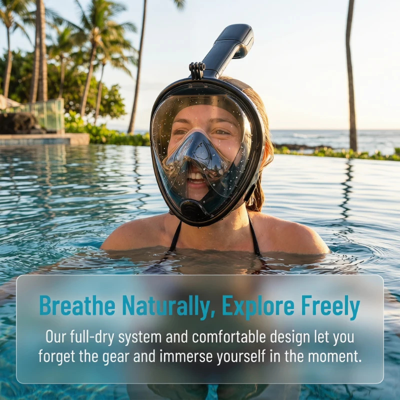 Snorkel Dry Top - Underwater Scuba Anti Fog Full Face